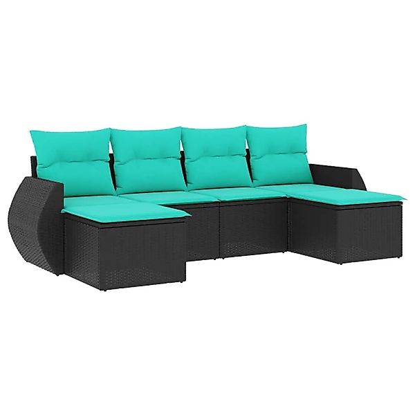 vidaXL 6-Tlg Gartensofa-Set mit Kissen Schwarzes Polyrattan 3221716 günstig online kaufen