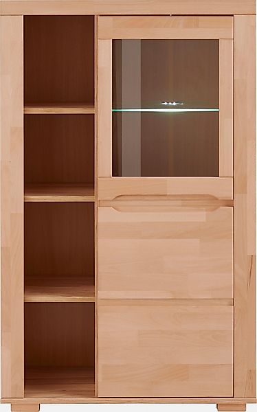 Home affaire Vitrine "DENIS80,B/T/H:90/40/145cm, Front massivhozl, geölt, S günstig online kaufen