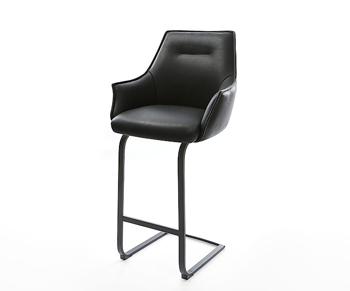 Barstuhl Alja-Flex Echt-Leder Schwarz Freischwinger flach Metall Schwarz Ta günstig online kaufen