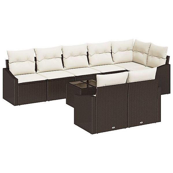vidaXL Loungesofa Garten Sofa Set Set von 9 Beige, Braun Poly Rattan, Polye günstig online kaufen