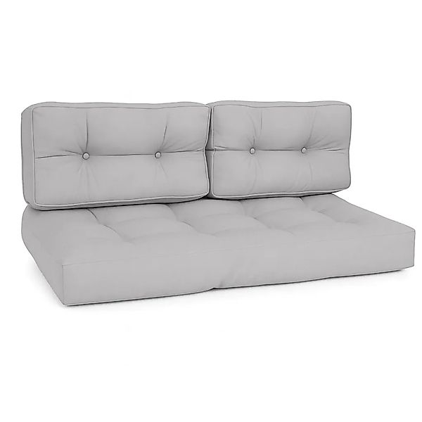 Beautissu ECO Style Palettenkissen Sitz 120x80x15cm Hellgrau + Rücken 2tlg günstig online kaufen