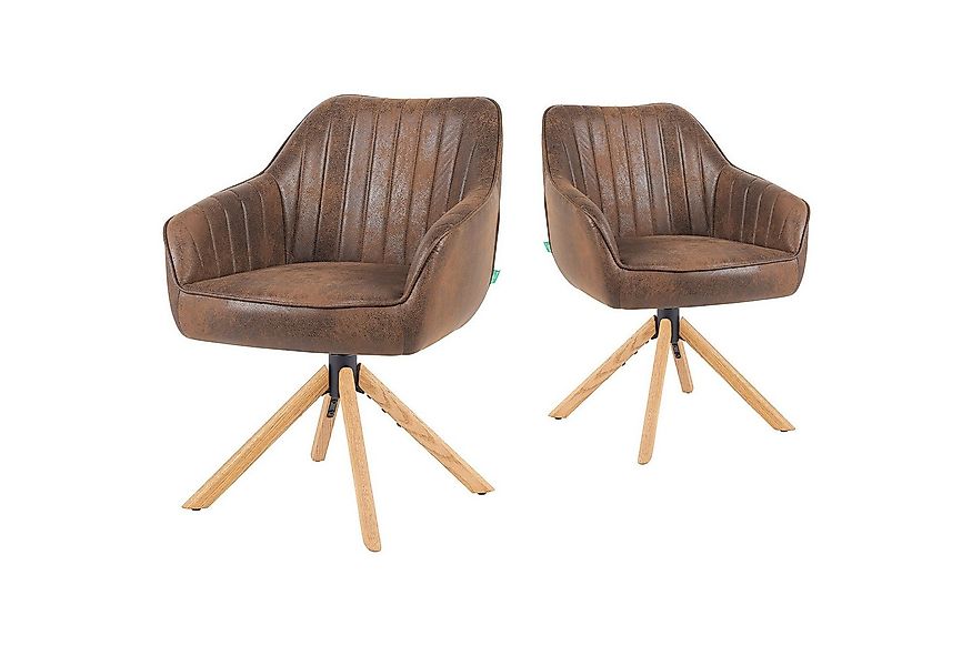 DUBI Möbel Polsterstuhl Mika-Luis 2er-Set, Federkern, Eiche geölt, 360° dre günstig online kaufen