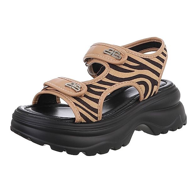 Ital-Design Modische Sandalen mit Klettverschluss und Komfort, Beige Platea günstig online kaufen