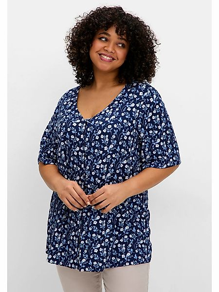 Sheego T-Shirt "Große Größen", mit Blümchenprint und Knopfleiste günstig online kaufen