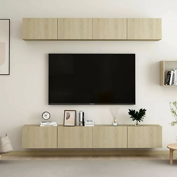 vidaXL TV-Schrank TV-Schränke 4 Stk Sonoma-Eiche 100x30x30 cm Spanplatte Lo günstig online kaufen