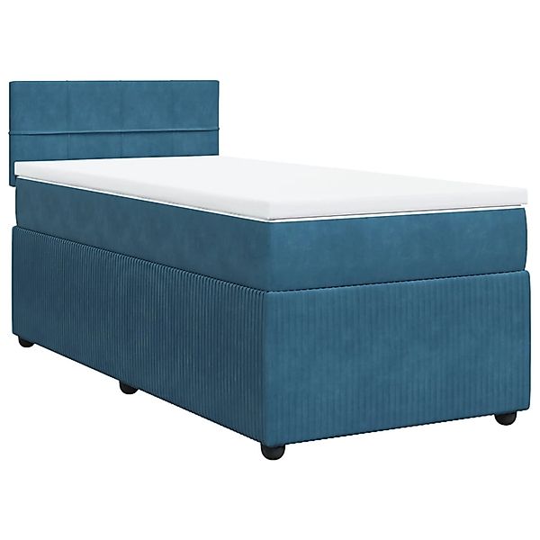 vidaXL Boxspringbett, Boxspringbett mit Matratze Blau 80x200 cm Samt günstig online kaufen