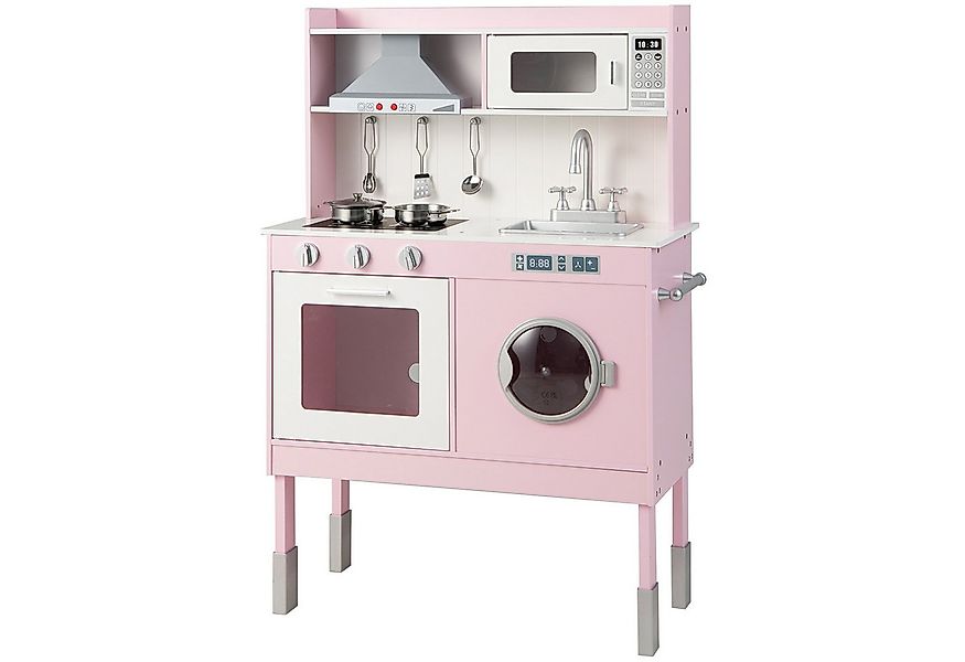 COSTWAY Spielküche Kinderküche Holz, Holz, 3 fach höhenverstellbar günstig online kaufen