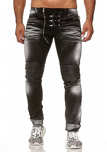 KINGZ Slim-fit-Jeans Herren Designer Schraubenjeans im Batik-Look Black W31 günstig online kaufen