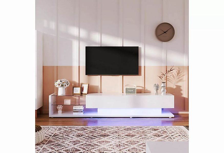 BlingBin TV-Schrank Lowboard (1-St., Hochglanz-Wohnzimmermöbel) Glastrennwä günstig online kaufen