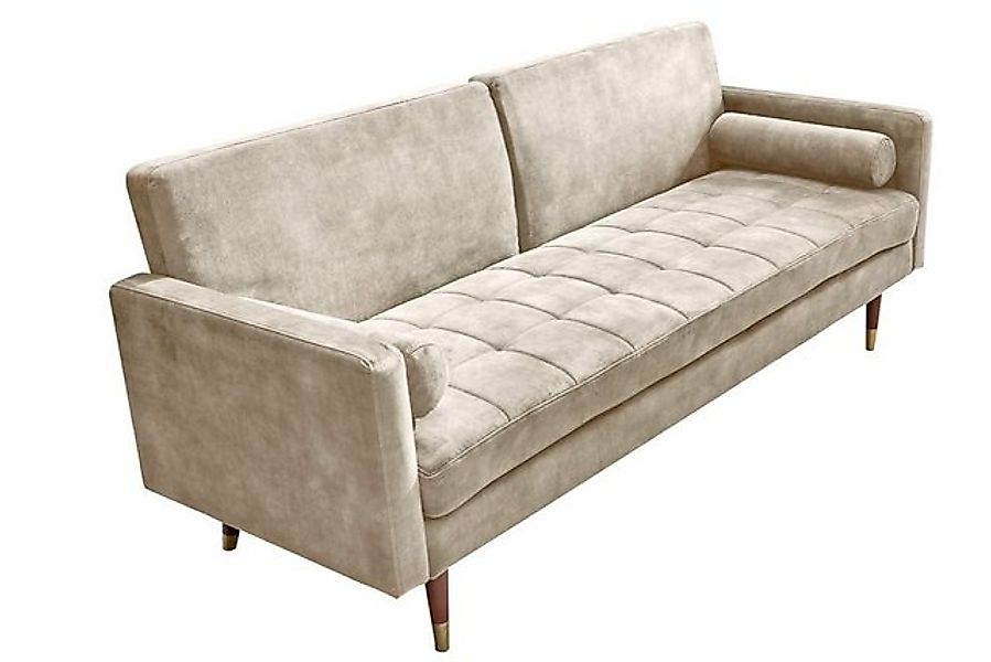 LebensWohnArt Sofa Elegantes Schlafsofa DIVANO 196cm champagner Samt 3-Sitz günstig online kaufen