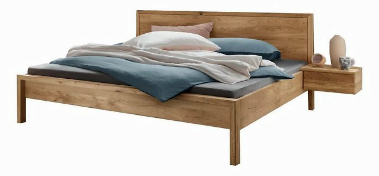 Natur24 Bett Doppelbett Bett Aalbe 180x200 Eiche Massiv Holzkopfteil günstig online kaufen