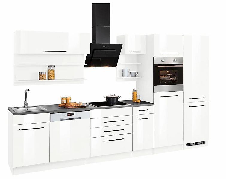 KOCHSTATION Küchenzeile »KS-Tulsa« mit E-Geräten, Breite 330 cm, schwarze M günstig online kaufen