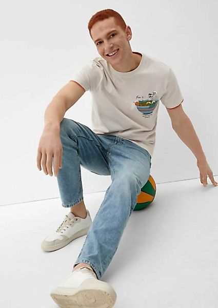 QS Stoffhose Relaxed: Jeans mit Tapered Leg Waschung, Logo günstig online kaufen