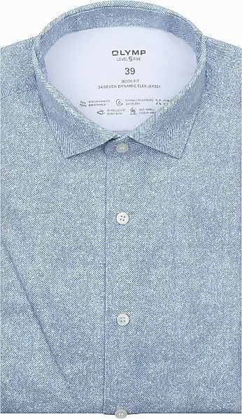OLYMP Hemd Level 5 24/Seven Herringbone Blau - Größe 39 günstig online kaufen