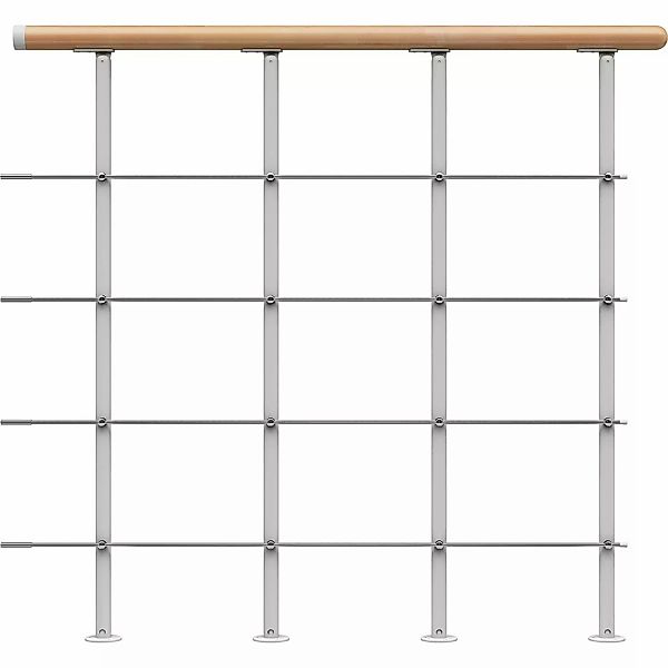 Dolle Brüstungsgeländer Boston Startset 100 cm Weiß Handlauf Buche FSC® günstig online kaufen