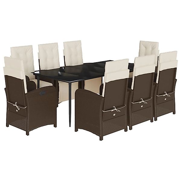 vidaXL 9-Tlg Garten-Essgruppe mit Kissen Braun Poly Rattan 3212548 günstig online kaufen
