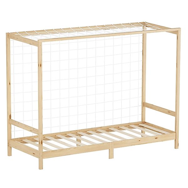 ML-Design Kinderbett Fußballtor 90x200 cm Natur Kiefernholz Massiv günstig online kaufen