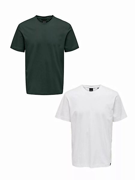 ONLY & SONS T-Shirt T-Shirt 2er-Set Rundhals Kurzarm (1-tlg) 7642 in Weiß-G günstig online kaufen