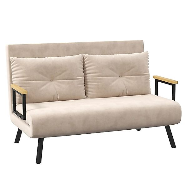 HOMCOM Schlafsofa mit Rückenkissen Stahl Polyester Beige 102L x 73B x 81H c günstig online kaufen