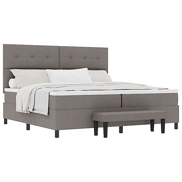 vidaXL Bett Boxspringbett mit Matratze & Bank Taupe 200x200 cm Stoff (2-tlg günstig online kaufen