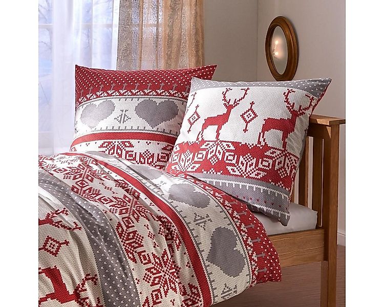 TRAUMSCHLAF Bettwäsche Hirsch, Flanell, 3 teilig, Flanell-Winterbettwäsche günstig online kaufen