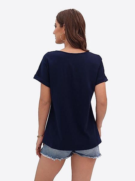 Imily Bela T-Shirt Damen Farbblocking Kurzarmtop (Packung, 1-tlg., 1per-Pac günstig online kaufen