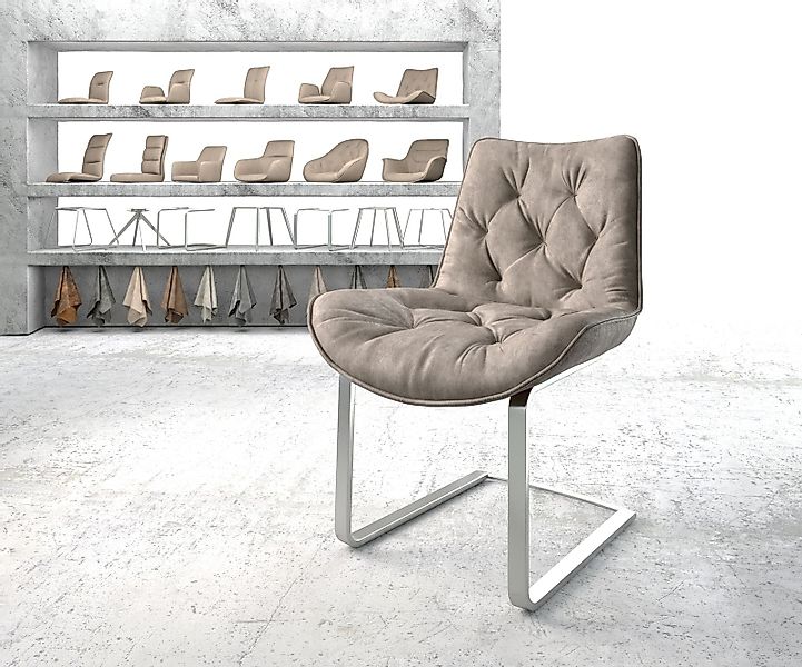 Freischwinger Taimi-Flex Mikrofaser Taupe Vintage Freischwinger flach Edels günstig online kaufen