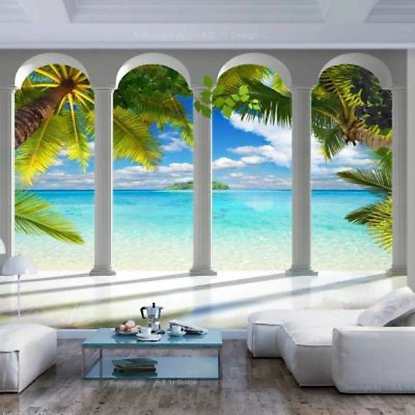 artgeist Fototapete Sea behind Columns mehrfarbig Gr. 350 x 245 günstig online kaufen