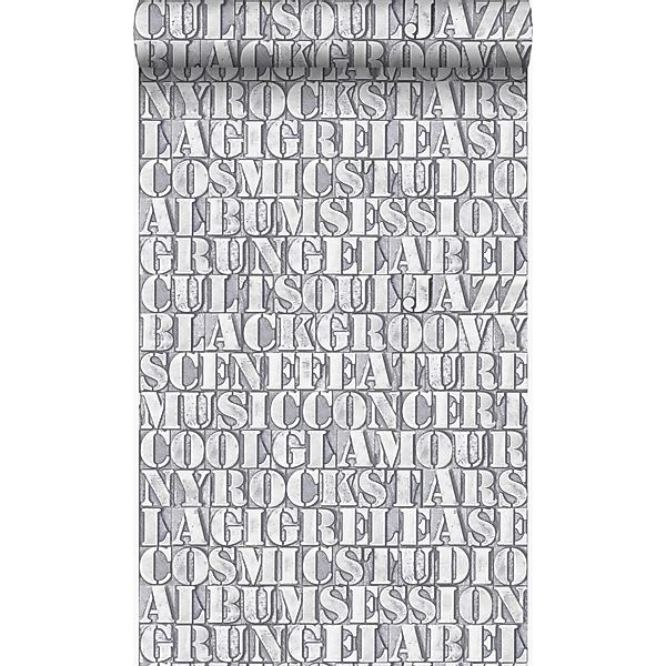 Origin Luxury Wallcoverings Tapete Alte Eiserne Druckbuchstaben Hellgrau 53 günstig online kaufen