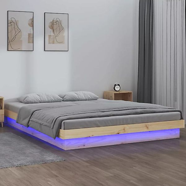 vidaXL Bettgestell Massivholzbett mit LEDs 140x190 cm Bett Bettgestell Bett günstig online kaufen