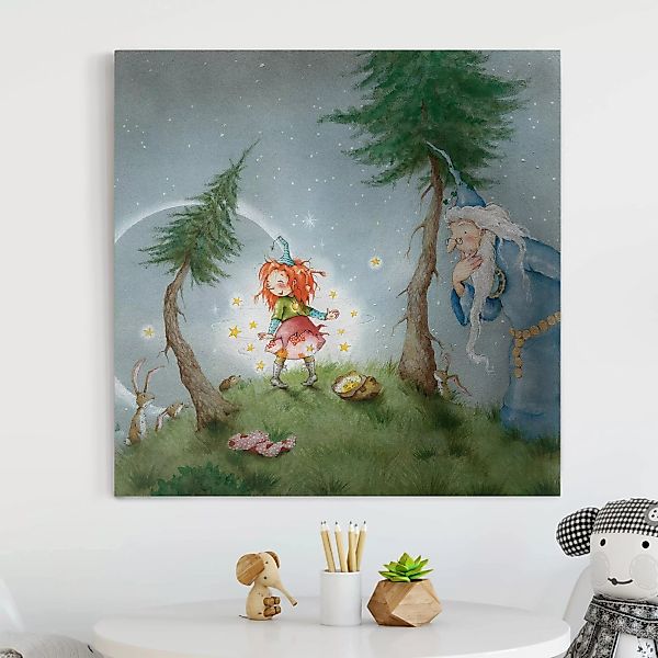 Leinwandbild Kinderzimmer - Quadrat Frida die kleine Waldhexe - Frida lässt günstig online kaufen