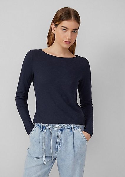 s.Oliver Langarmshirt T-Shirt Slim-Fit-Longsleeve aus Baumwollslub mit U-Bo günstig online kaufen