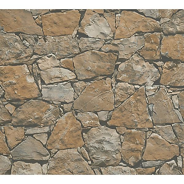 PROFHOME 958631-GU Stein Kacheln Tapete Steinoptik Matt Braun Beige Schwarz günstig online kaufen
