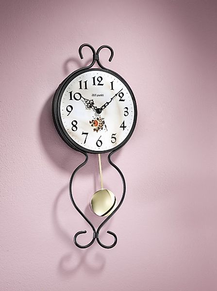 Beauty.Scouts Pendelwanduhr Wandpendeluhr Quartzuhr "Flower", Eisen, günstig online kaufen
