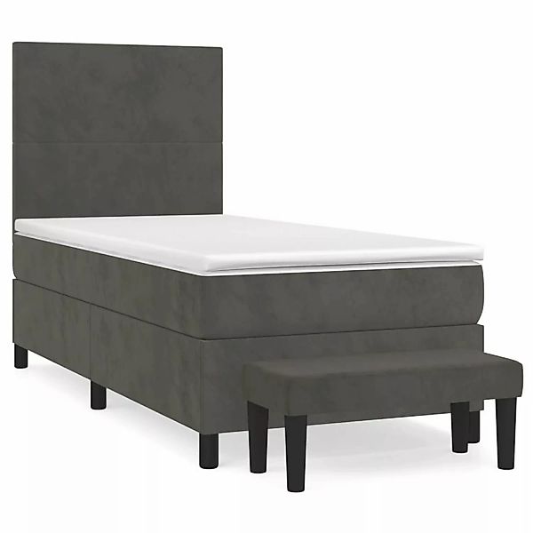 vidaXL Boxspringbett mit Matratze Dunkelgrau 90x200 cm Samt1398525 günstig online kaufen