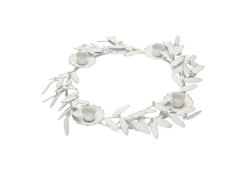 Macosa Home Adventskranz Blätter Creme Shabby Metall 35 cm Landhaus, Advent günstig online kaufen