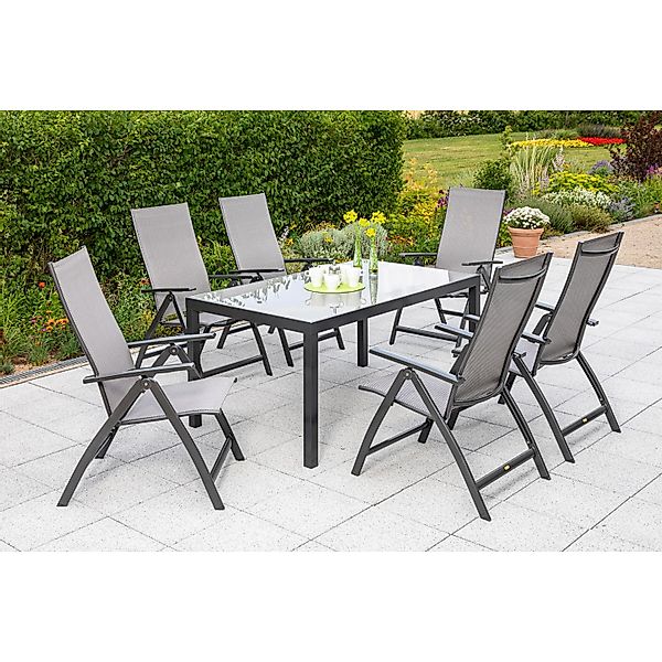 Merxx Vicenza Set 7-tlg. 6 Klappsessel Gartentisch 150 x 90 cm günstig online kaufen