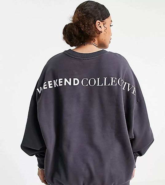 ASOS Weekend Collective Curve – Oversized-Sweatshirt mit Logo in Schiefergr günstig online kaufen
