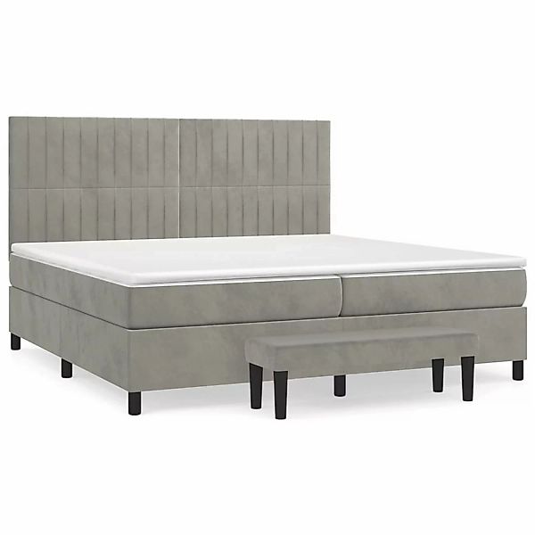 Vidaxl Boxspringbett Mit Matratze Hellgrau 200x200 Cm Samt günstig online kaufen