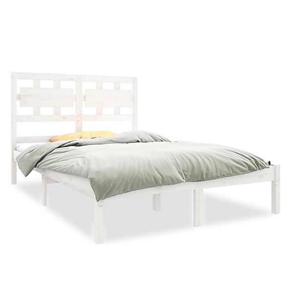 vidaXL Bettgestell, Massivholzbett Weiß 120x200 cm günstig online kaufen