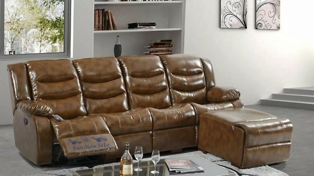 JVmoebel 4-Sitzer Braun Sofa 4 Sitzer Wohnzimmer Möbel Pouffe Luxus Möbel, günstig online kaufen