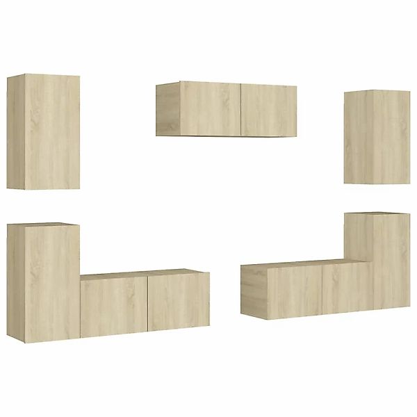 vidaXL TV-Schrank 7-tlg TV-Schrank-Set Sonoma Eiche Spanplatte günstig online kaufen