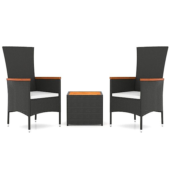 Vidaxl 3-tlg. Garten-lounge-set Schwarz Poly Rattan Massivholz Akazie günstig online kaufen