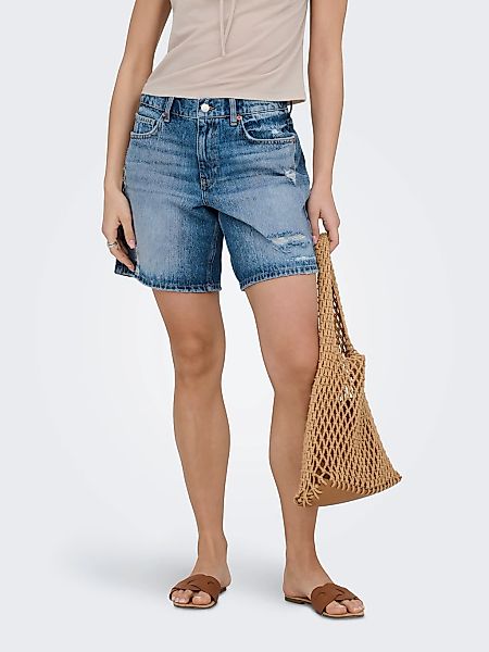 ONLY Jeansshorts "ONLMILTON MW DESTROY SHORT DNM" Baumwolle, Regular Waist, günstig online kaufen
