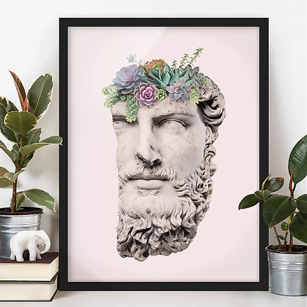 Bild mit Rahmen Blumen - Hochformat Kopf mit Sukkulenten günstig online kaufen