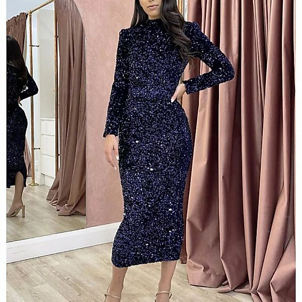 RUZU UG Abendkleid Bankettkleid mit hohem Kragen und Pailletten-Abendkleid, günstig online kaufen