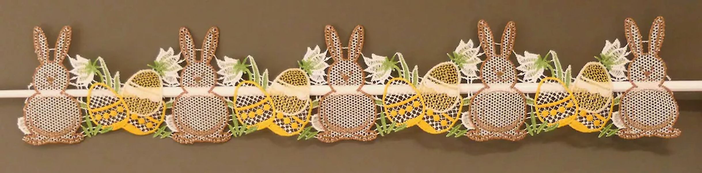 Stickereien Plauen Scheibengardine "Osterhasen" Stangendurchzug 1 Stk. tlg. günstig online kaufen