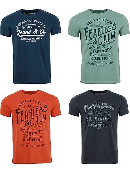 riverso Tshirt Herren Baumwolle Regular Fit RIVLeon 4er Set Pack günstig online kaufen