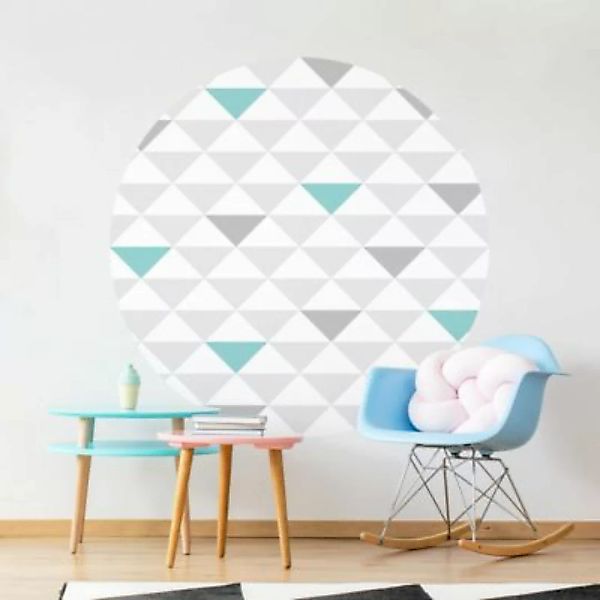 Bilderwelten Runde Tapete selbstklebend Kinderzimmer No.YK64 Dreiecke Grau günstig online kaufen