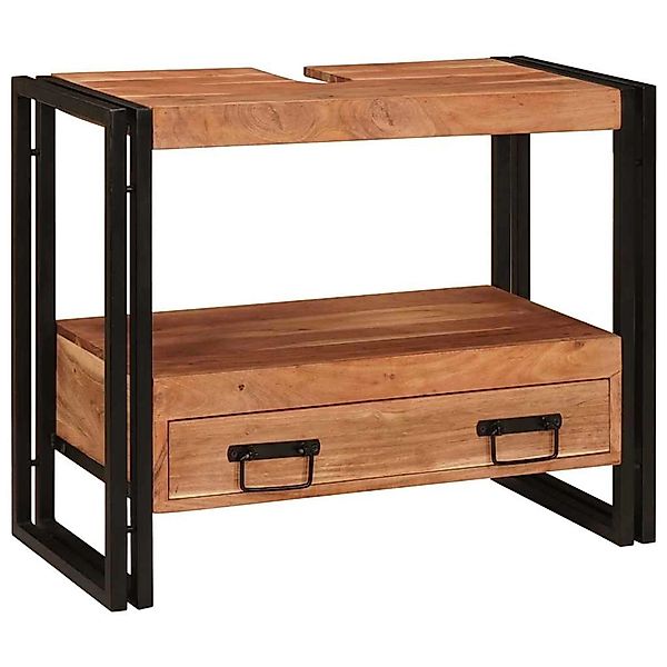 vidaXL Waschbeckenunterschrank mit Regal Massivholz Akazie und Eisen 410277 günstig online kaufen